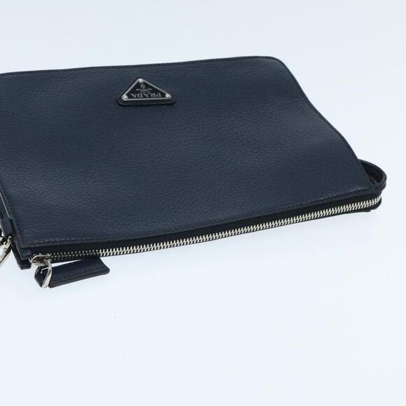 Prada Vitello Navy Leather Clutch Bag (Pre-Owned) - Picture 10 of 16